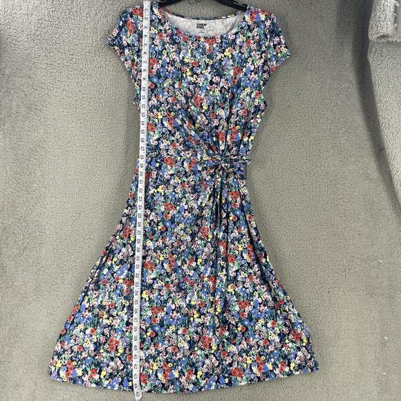 Lands End Dress Womens L Floral Tie Waist Colorful Soft Cotton Modal Stretch - Picture 2 of 14
